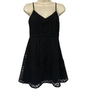 Abercrombie & Fitch Crochet Lace Mini Dress Women XS Black Babydoll Sundress NEW